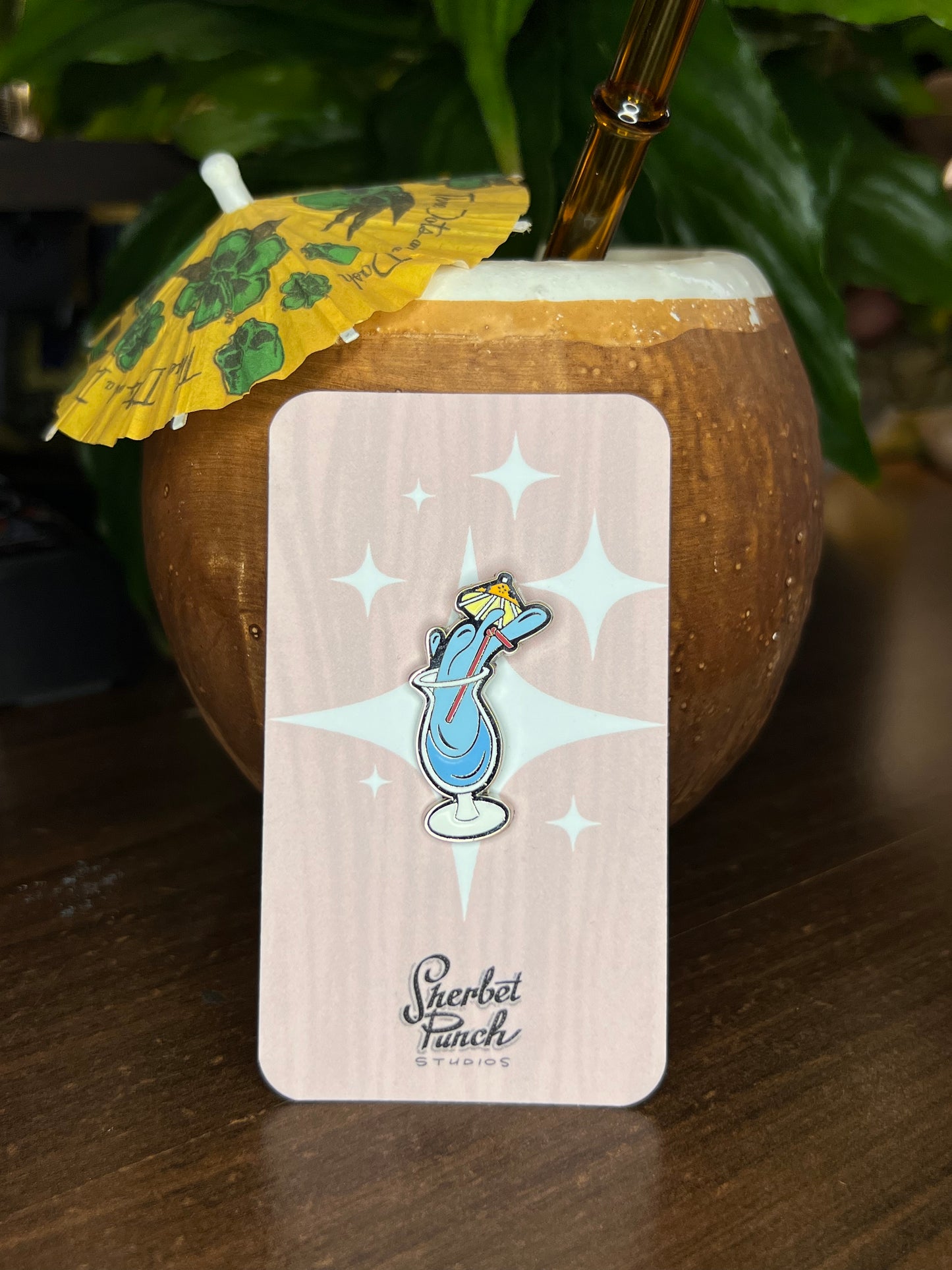 Hurricane cocktail enamel pin