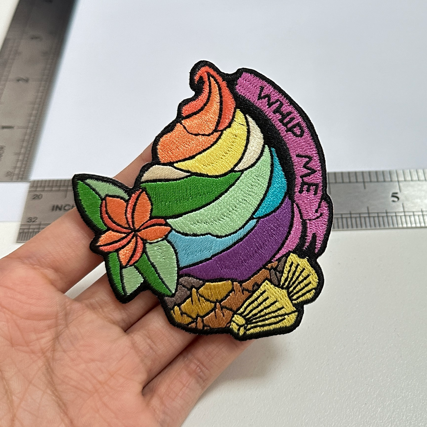 Rainbow Whip Me Embroidered Patch