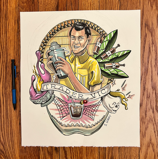 Trader Vic Original Watercolor Painting