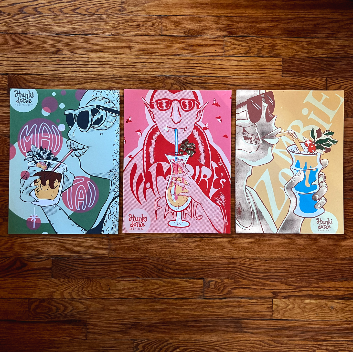Mai Tai, Vampire's Fang, and Zombie posters