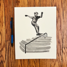 Load image into Gallery viewer, Skateboarder original ink painting
